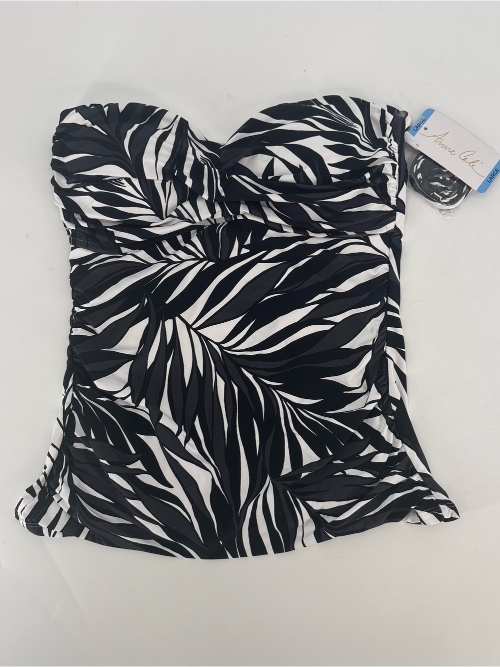 Anne Cole Black & White Tropical Print One Piece Swim